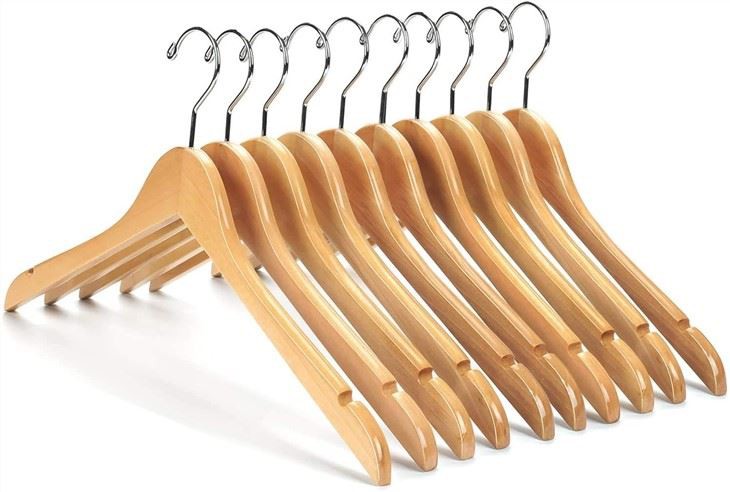 Wooden Pant Hanger Wooden Suit Hangers With Steel Clips And Hooks Nature Wood Collection Skirt Hangers Standard Clothes Hang