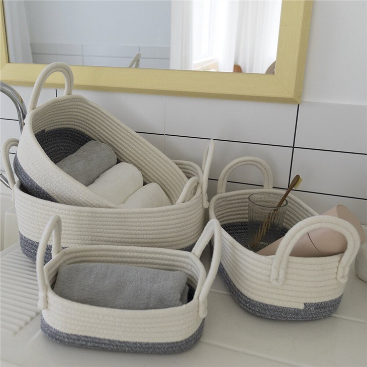 Customized Colorful Cotton Rope Storage Fabric Basket Set
